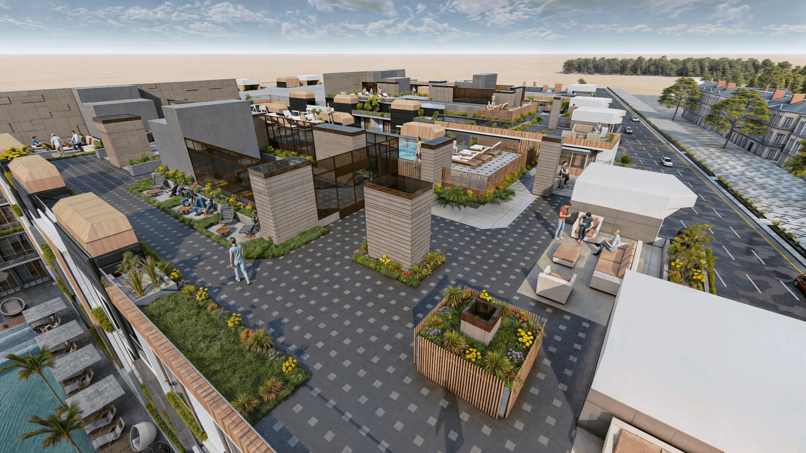 Aerial view of an Al Arabia Development luxury residential compound in Hurghada