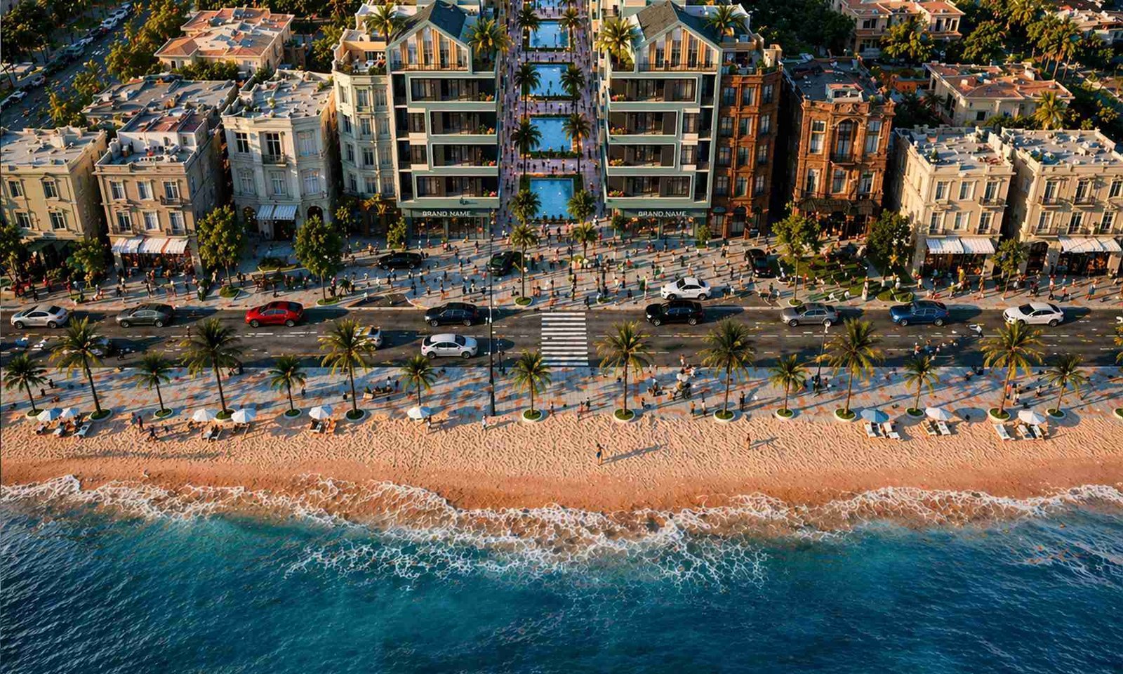 Aerial view of the beachfront Hurghada Heights residential complex